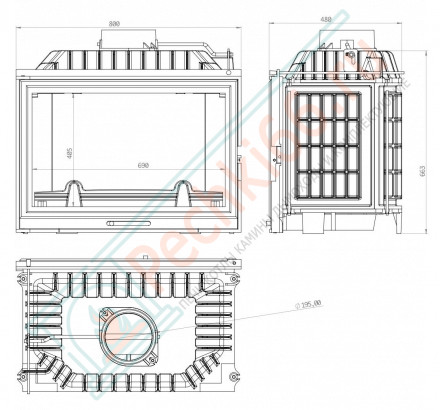 Каминная топка Font 800 (ECHA-TECH) 18 кВт