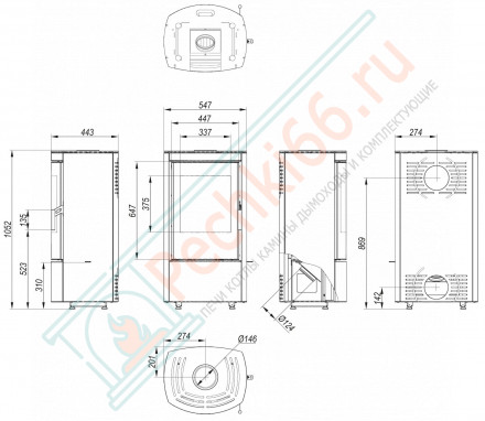 Печь-камин Ceres, белая сталь (Defro-Home) 6кВт