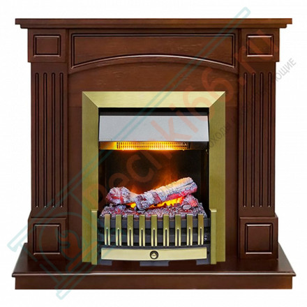 Каминокомплект Boston - Темный дуб (Высота 925см) с электроочагом Danville Antique Brass FB2 (Dimplex)