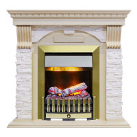 Электрокаминокомплект Dublin - Слоновая кость с патиной / Сланец крем с очагом Danville Antique Brass