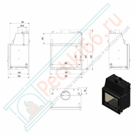 Стальная топка Amelia/PW/24/W/DECO (Kratki)