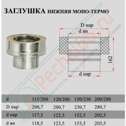 Переход моно-термо (НЕРЖ-321/0,8-НЕРЖ-439/0,5) d-300/380 (Дымок-Lux)