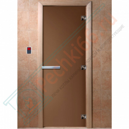 Дверь стеклянная для бани, бронза матовая 1800х700 (DoorWood)