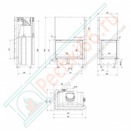 Стальная топка MBA/L/BS/G/SG, гнутое стекло (Kratki)