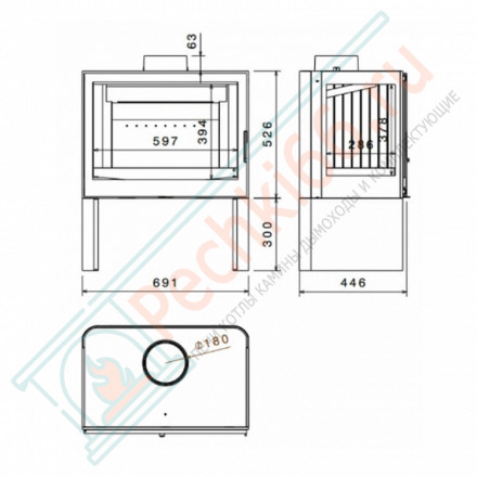 Чугунная печь-камин LCI 7 GF R или L Table (Liseo Castiron) до 280 м3