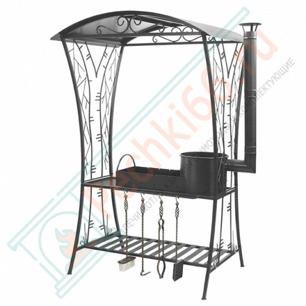 Мангал Березка с печкой под казан и крышей (Везувий)