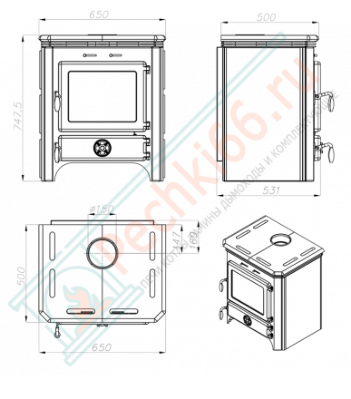 Печь-камин Vulkan Stone, талькохлорит (MBS) до 340 м3