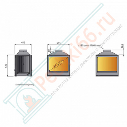 Чугунная топка LCI 5 GDF, двусторонняя (Liseo Castiron) 14 кВт