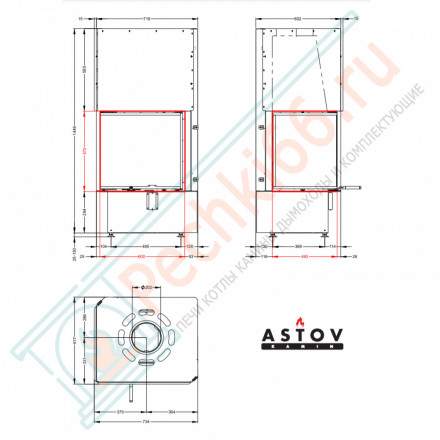 Каминная топка П2С 6057 L (Астов)