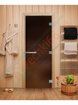 Дверь для бани и сауны Эталон, матовая бронза 10мм, 200х80 см (по коробке) (DoorWood)