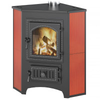 Печь-камин ПК-01-220, угловой, красный (Везувий) до 150 м3