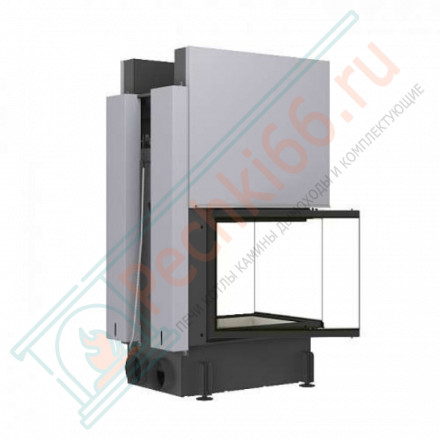 Топка Дельта 700 B три стекла подовое горение принтинг черный шамот (Экокамин)