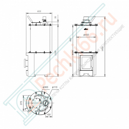 Дровяная банная печь Grill'D Denisov Short