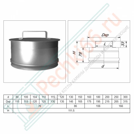 Ревизия на трубу без изол (AISI-304/0,5мм) d-115 (Вулкан)