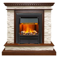Электрический каминокомплект Calgary - Дуб / Сланец белый с очагом Brookline Black (Dimplex)