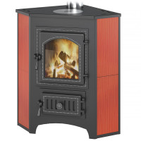 Печь-камин ПК-01 (220), угловой красн. с конфоркой (Везувий) до 150 м3
