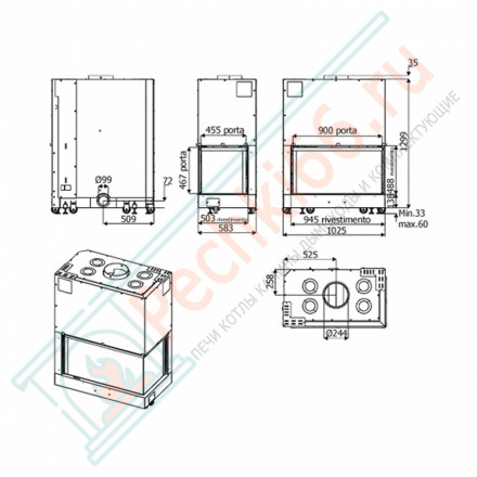 Каминная топка Forma 95 DX, Левое (MCZ)