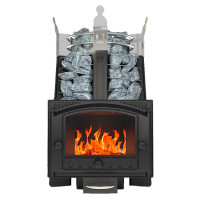 Банная печь Августа СТОУН стронг с панорамным стеклом (Добросталь)