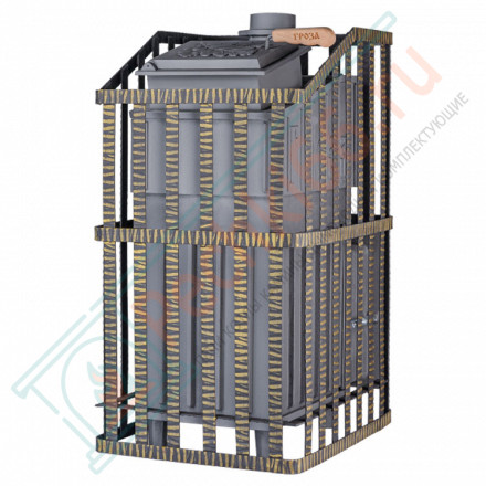Печь Гефест Гроза Ураган 18 П2, панорамная дверца, закрытая каменка, до 18м3