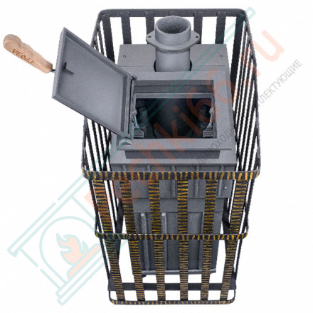 Печь Гефест Гроза Ураган 18 П2, панорамная дверца, закрытая каменка, до 18м3