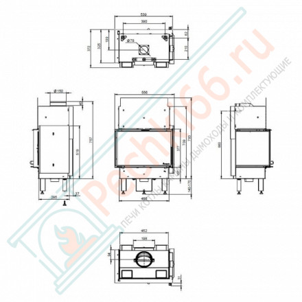 Каминная топка N-20A правое открывание, цвет - черный (Nordpies)
