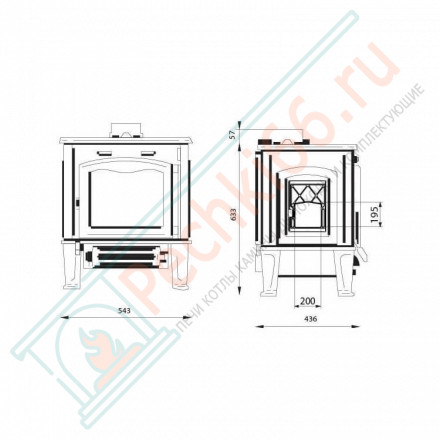 Чугунная печь-камин HERMES COOK, SIDE DOOR (Ferguss) до 250 м3