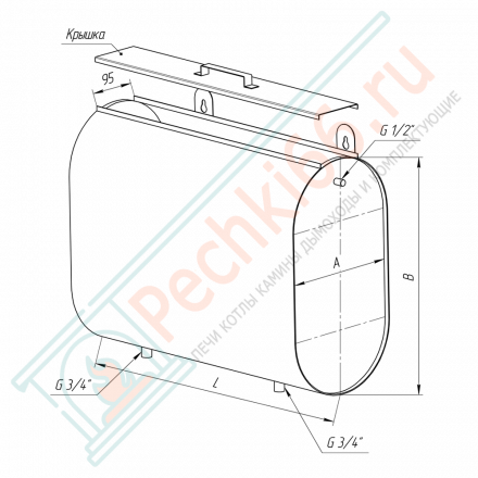 Бак выносной «Горизонтальный эллипс» (НЕРЖ-201/1,0мм) 95 л (Феррум)