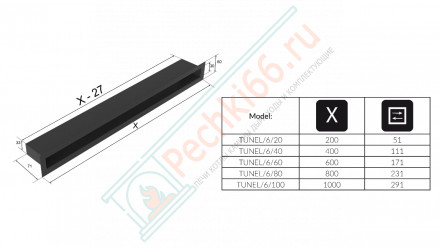 Каминная решётка стальная Tunel/6/100/SZ (Kratki)