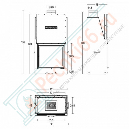 Стальная топка MA 267 SL (Piazzetta) 13 кВт