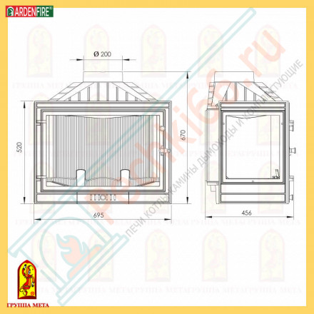 Чугунная топка Промо 715Л (Мета) 10 кВт