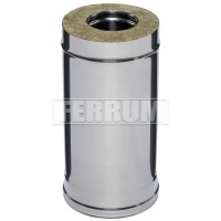 Сэндвич труба для дымохода L=0,5м (НЕРЖ-430/0,8-НЕРЖ-430/0,5) d-160/250 (Ferrum HF)