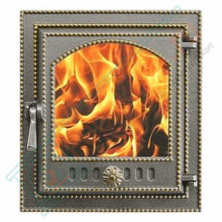 Дверца каминная чугунная 210, бронза (Везувий)