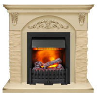 Каминокомплект Bern Сланец крупный бежевый / Алебастр темная патина с очагом Danville Black FB2