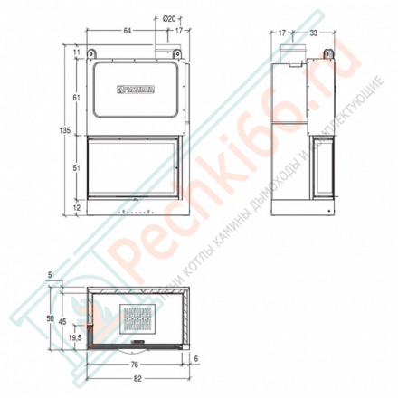 Стальная топка MA 280 SL SX (Piazzetta) 12,5 кВт