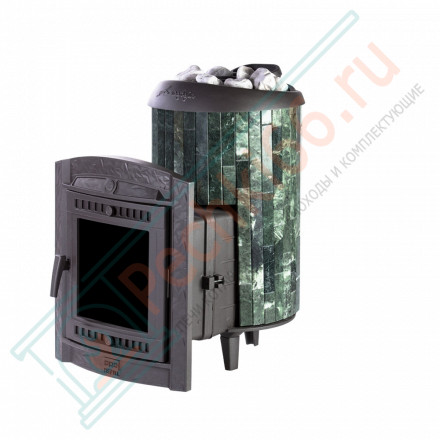 Печь для бани Атмосфера L+, усиленная каменка, ламели "Змеевик" (ProMetall)