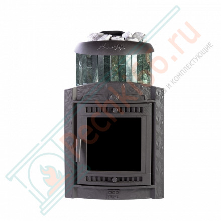Печь для бани Атмосфера L+, усиленная каменка, ламели "Змеевик" (ProMetall)