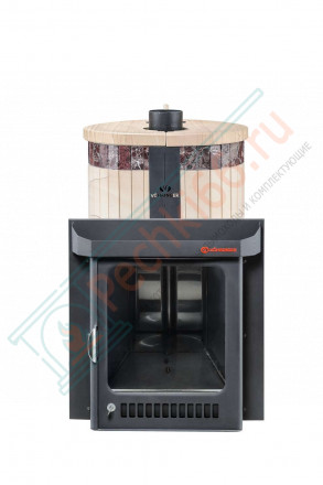 Дровяная банная печь Ферингер Малютка ПФ "Окаменевшее дерево перенесённый рисунок + Россо Леванте" до 18 м³