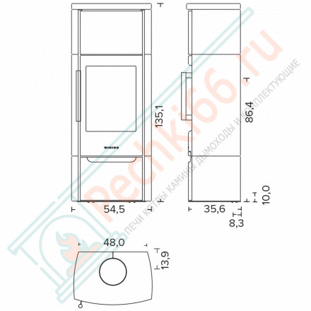 Дровяная печь камин Miro 6 в керамике (Wiking)
