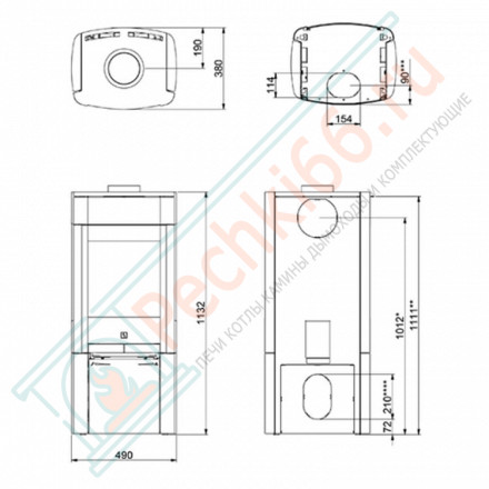 Печь-камин Scan 65-3, стеатит, с задним выходом (Scan)