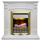 Электрический каминокомплект Sorrento угловой - Белый дуб с очагом Danville Antique Brass FB2