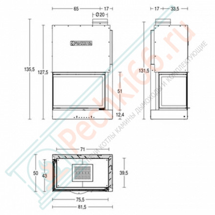 Стальная топка MA 285 SL DX (Piazzetta) 12,5 кВт