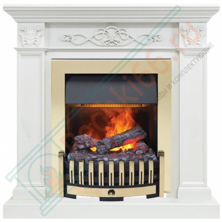 Электрический каминокомплект Verona - Белый дуб с очагом Danville Brass FB2 (Dimplex)
