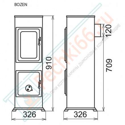 Отопительная печь Bozen, Черный (Thorma) до 124 м3