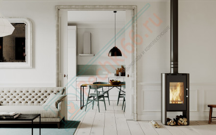 Печь-камин Solum Log, черная сталь (Defro-Home) 9кВт