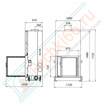 Каминная топка F 900G, серый шамот (Stav)