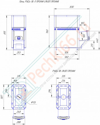Печь для бани Русь-18 ЛНЗП Профи (Теплодар) до 18 м3