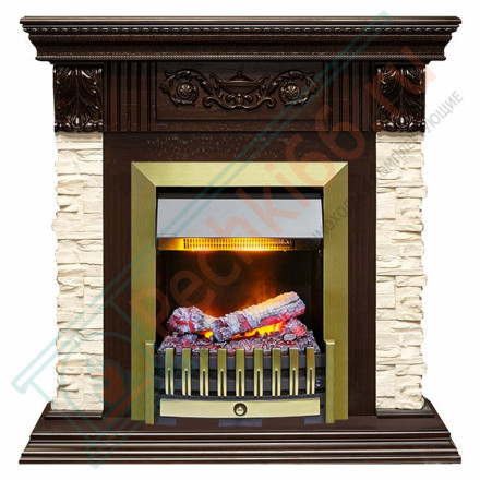 Электрокаминокомплект Luxemburg (каменный) - Сланец/Темный дуб с очагом Danville Antique Brass FB2