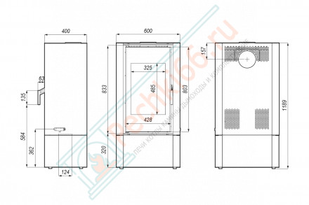 Печь-камин Solum Log, белая сталь (Defro-Home) 9кВт