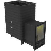 Печь для бани Фаворит 24 Д-2, каминная дверца, с теплообменником (Березка)