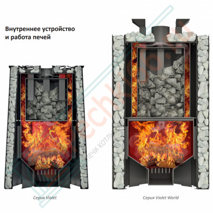 Дровяная банная печь Grill'D Violet World Romb Short Window Max